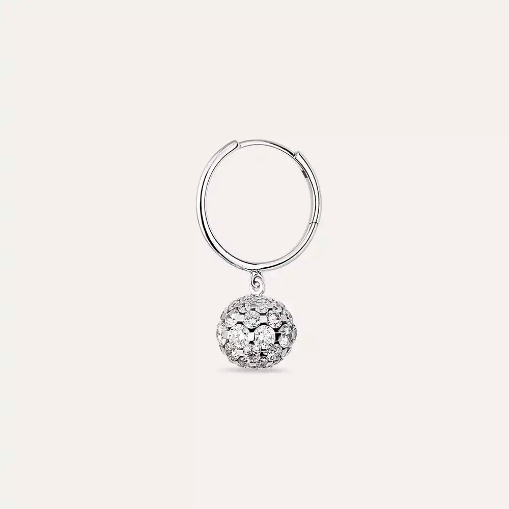 2.74 CT Pırlanta Taşlı Beyaz Altın Top Tek Küpe