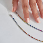 3.26 CT Multicolor Safir Taşlı Beyaz Altın Suyolu Bileklik