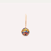 3.37 CT Multicolor Safir Taşlı Rose Altın Top Tek Küpe