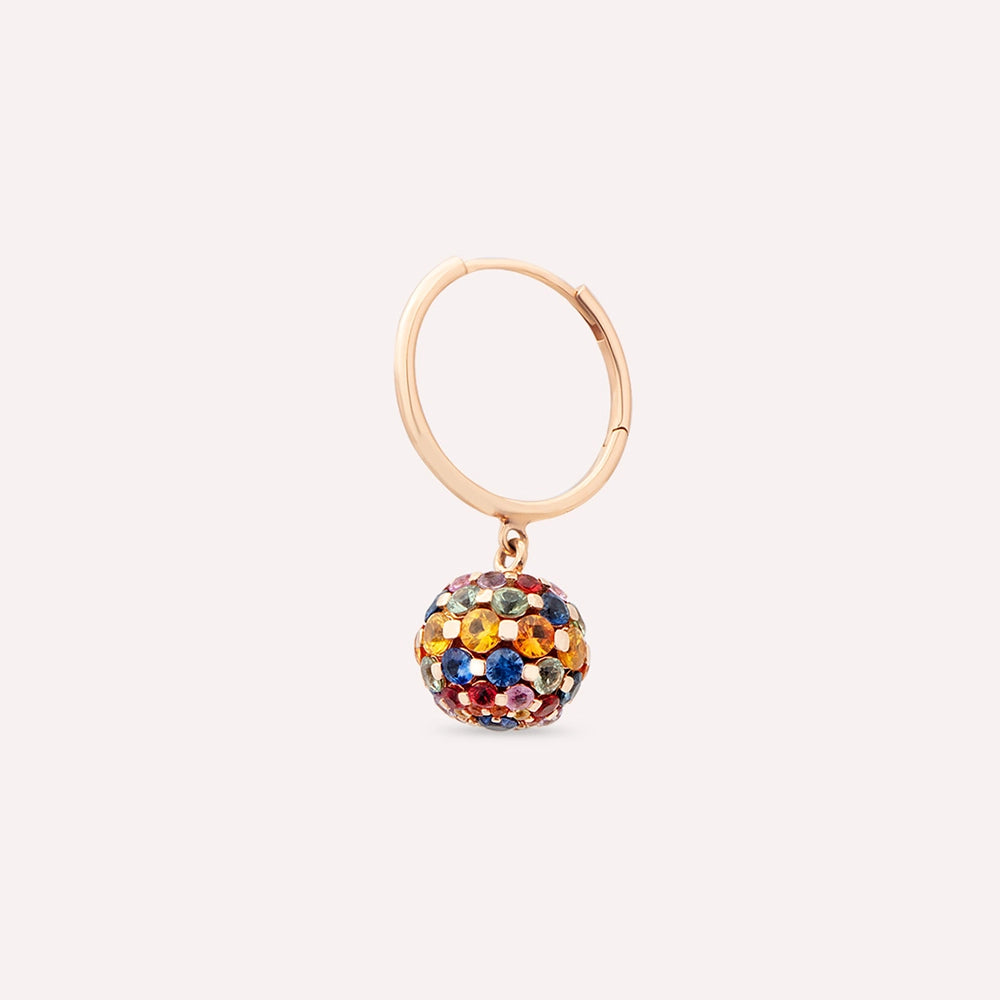3.37 CT Multicolor Safir Taşlı Rose Altın Top Tek Küpe