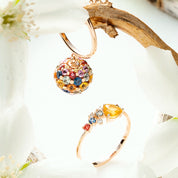 3.37 CT Multicolor Safir Taşlı Rose Altın Top Tek Küpe