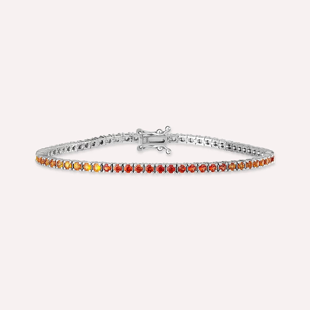 3.55 CT Multicolor Safir Taşlı Beyaz Altın Suyolu Bileklik