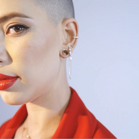 Bagetto Zincir Sallantılı Tek Altın Küpe