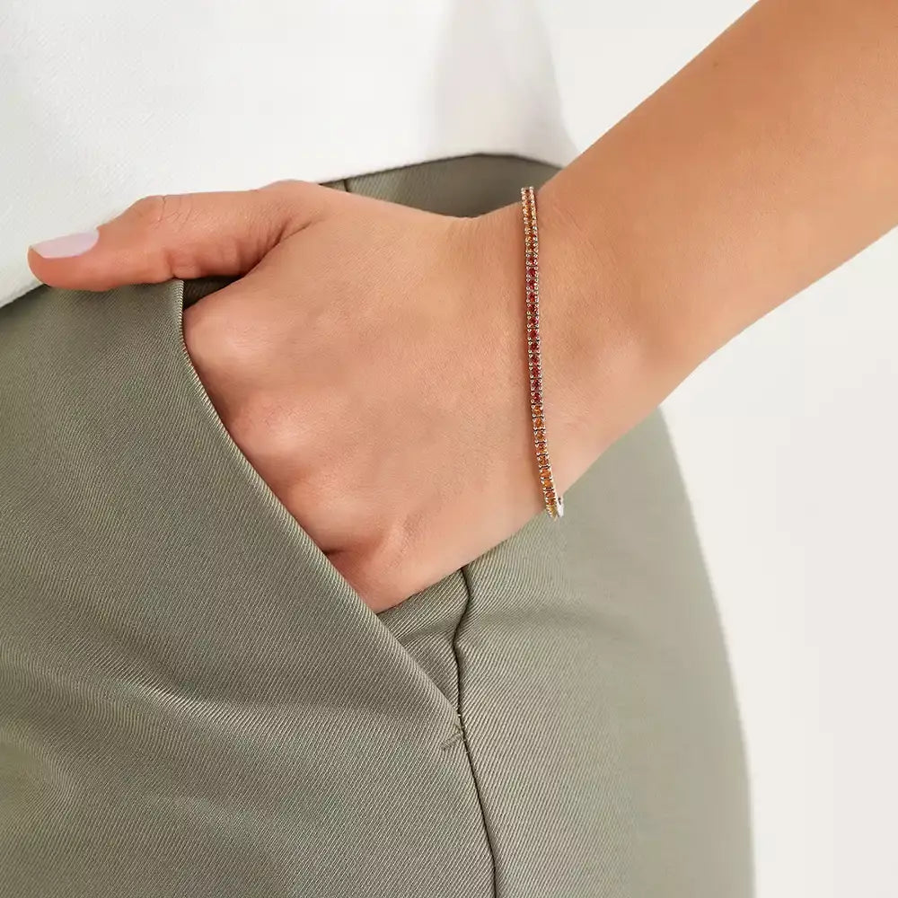 3.50 CT Multicolor Safir Taşlı Suyolu Bileklik