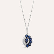 4.24 CT Safir ve Pırlanta Taşlı Beyaz Altın Kolye