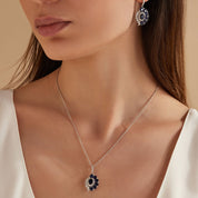 4.24 CT Safir ve Pırlanta Taşlı Beyaz Altın Kolye