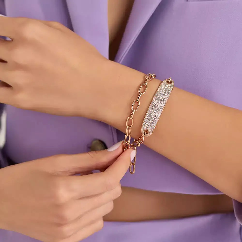 4.00 CT Pırlanta Taşlı Rose Altın Bileklik/ Chooker