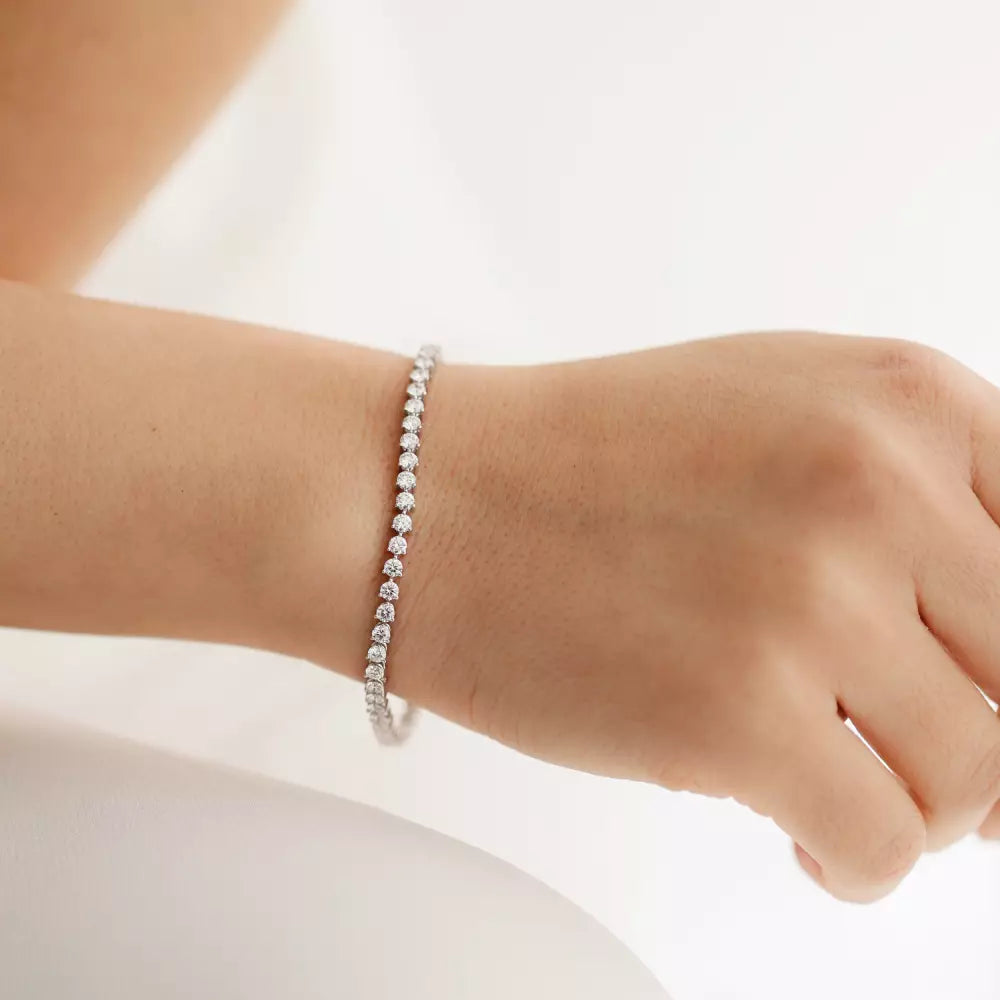 4.25 CT Pırlanta Taşlı Beyaz Altın Suyolu Bileklik