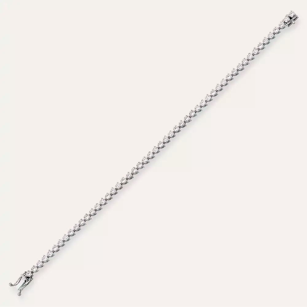 4.32 CT Pırlanta Taşlı Beyaz Altın Suyolu Bileklik