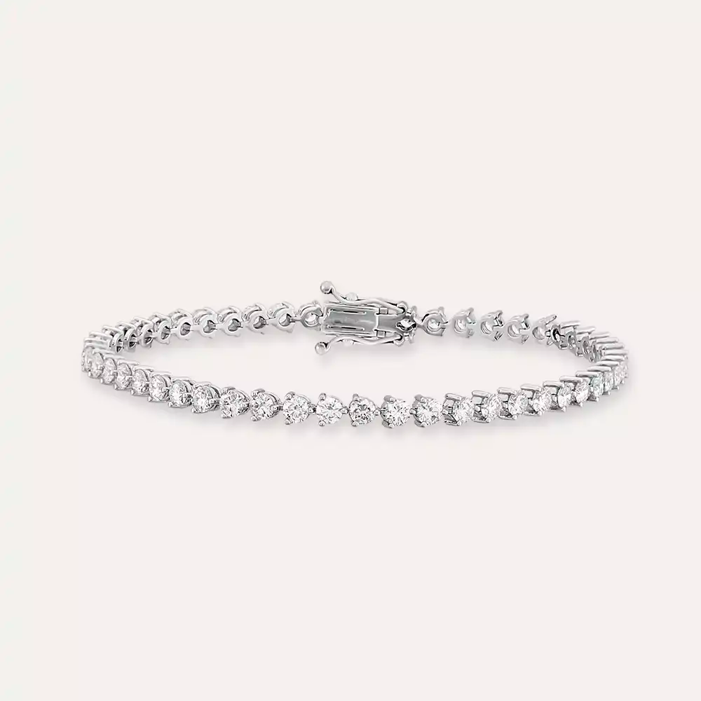 4.32 CT Pırlanta Taşlı Beyaz Altın Suyolu Bileklik