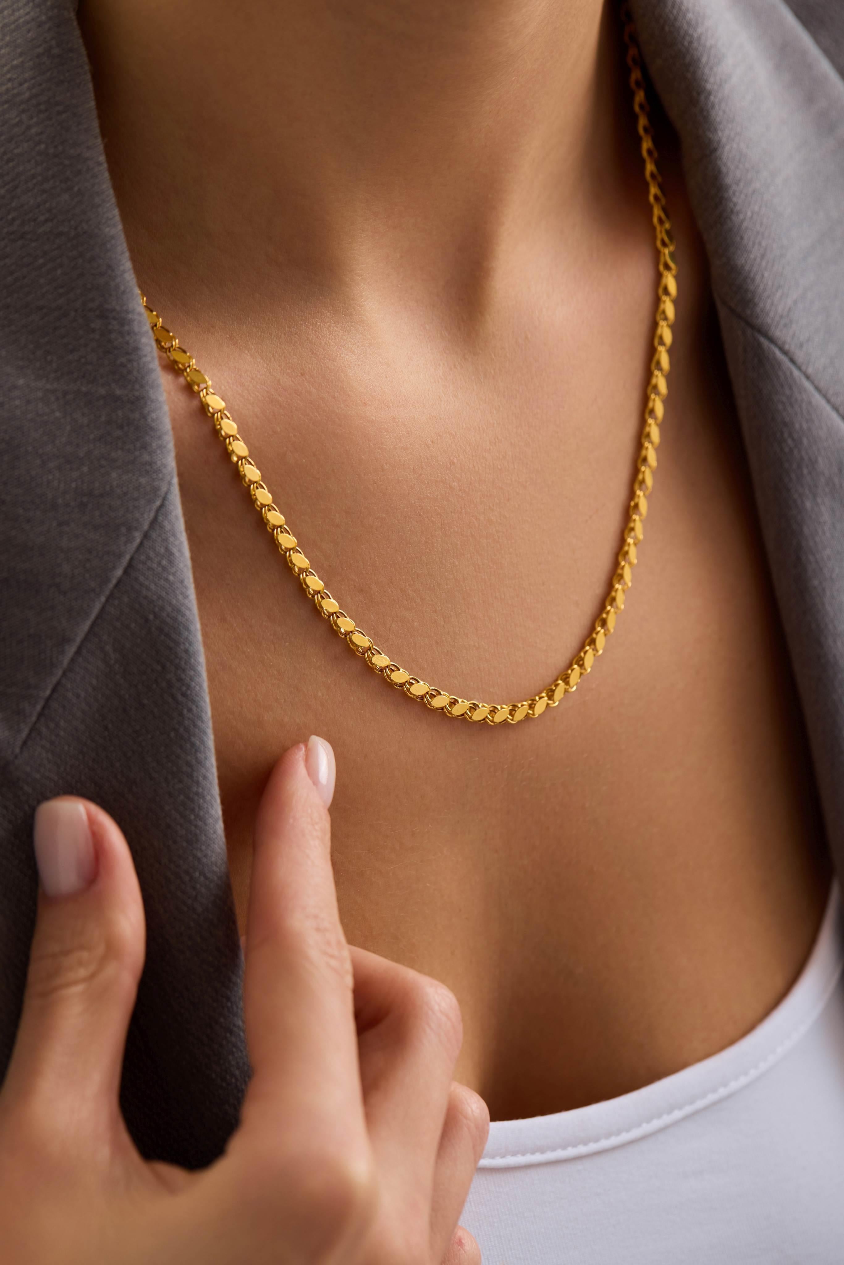 8 Ayar Pullu Altın Zincir Set