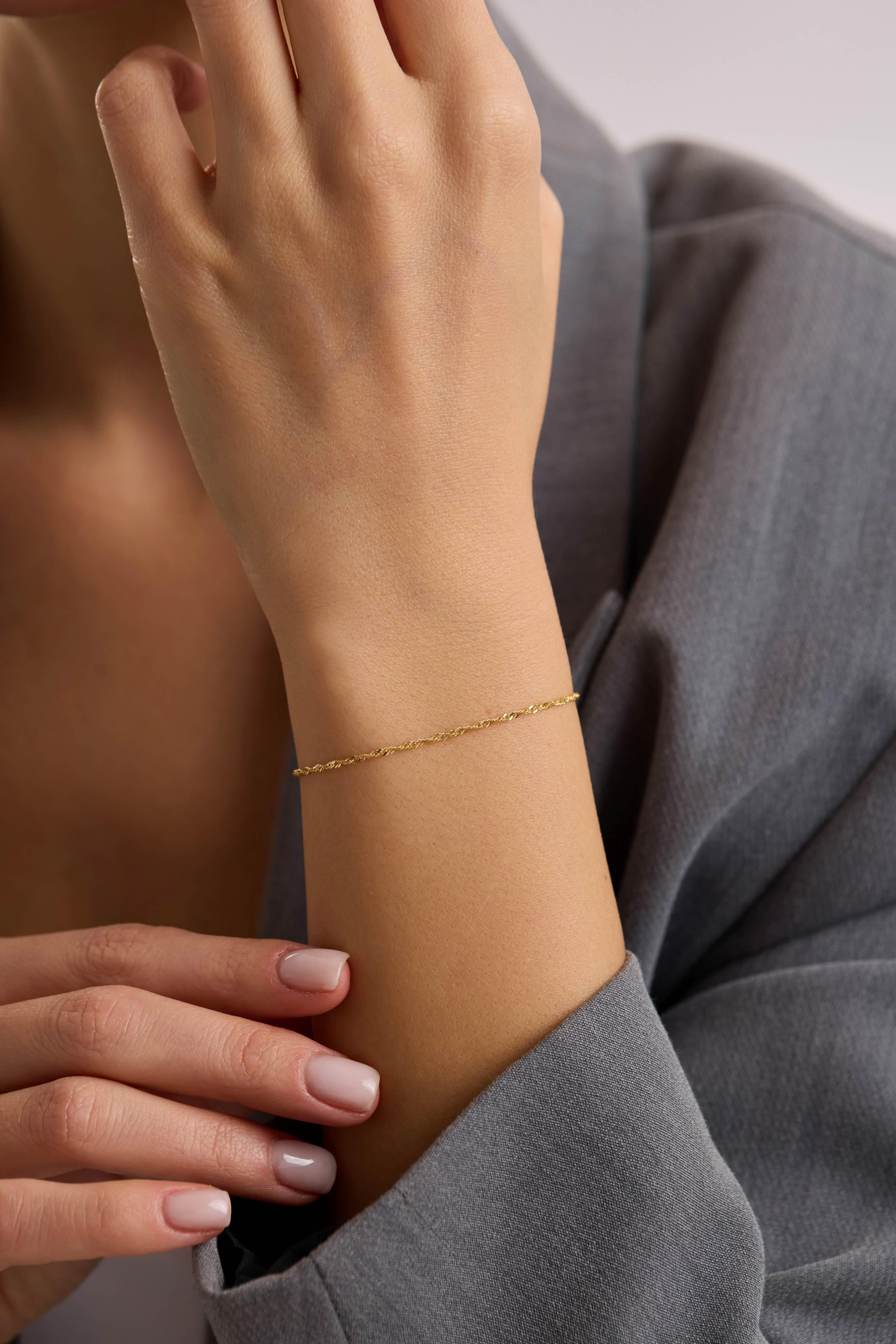 8 Ayar Singapur Altın Zincir Bileklik