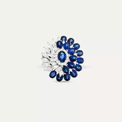 9.22 CT Safir ve Pırlanta Taşlı Beyaz Altın Yüzük