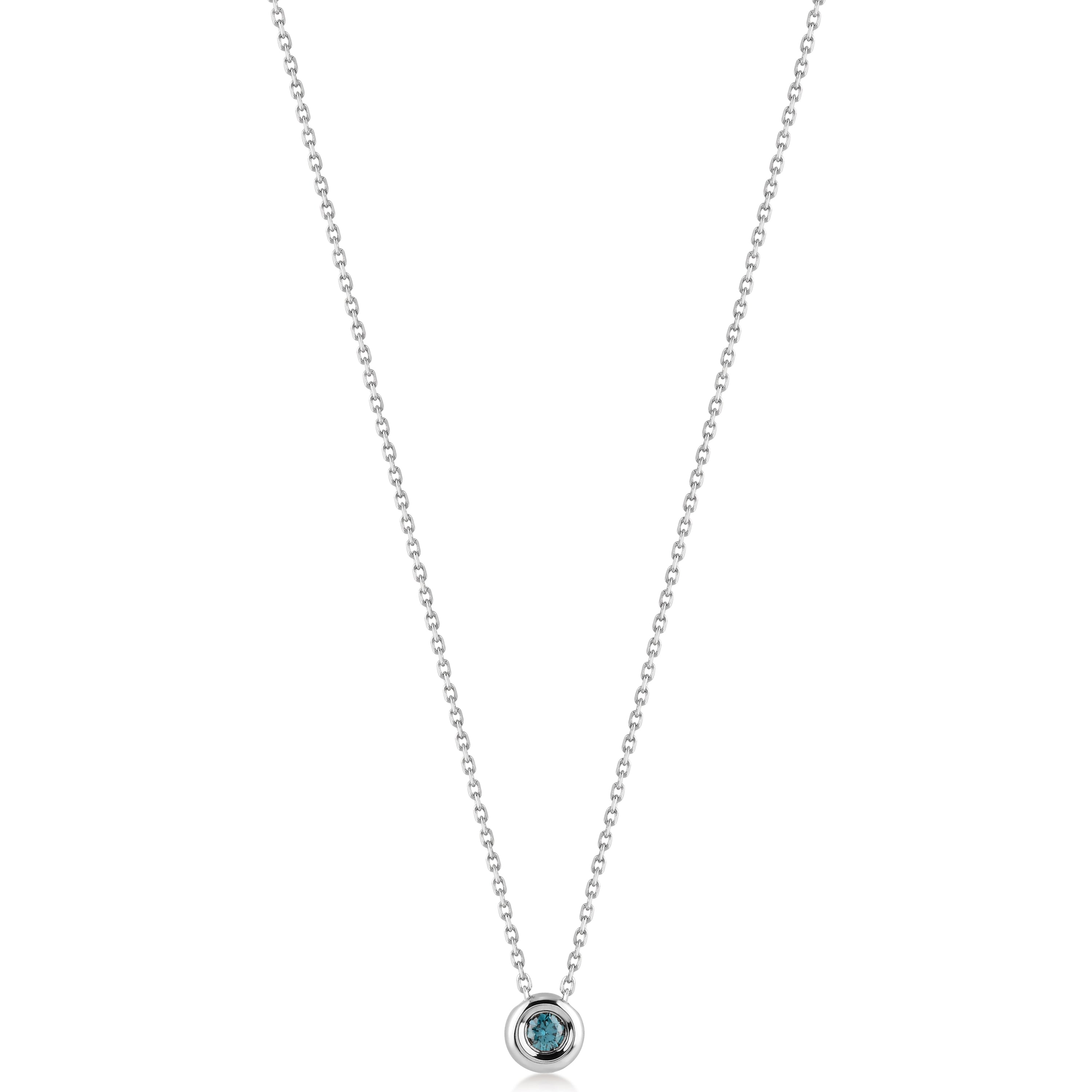 Azzuro Mavi Pırlanta Solitaire Kolye