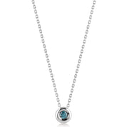 Azzuro Mavi Pırlanta Solitaire Kolye