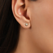 Taşlı Top Tek Altın Küpe