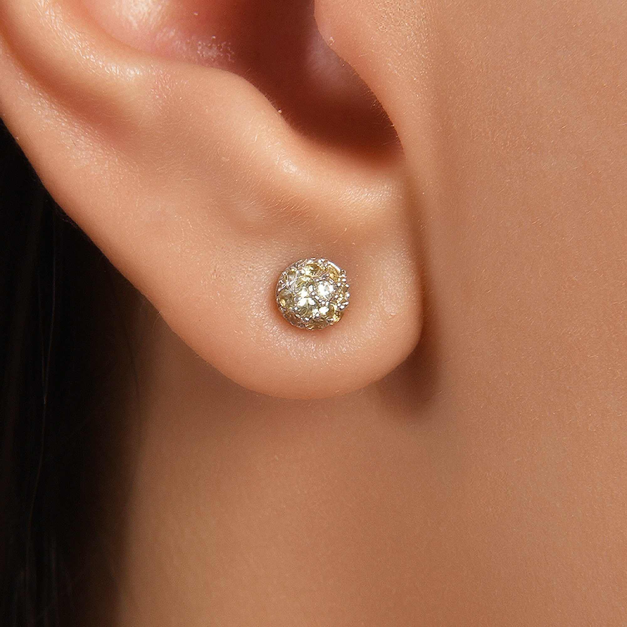 Taşlı Top Tek Altın Küpe