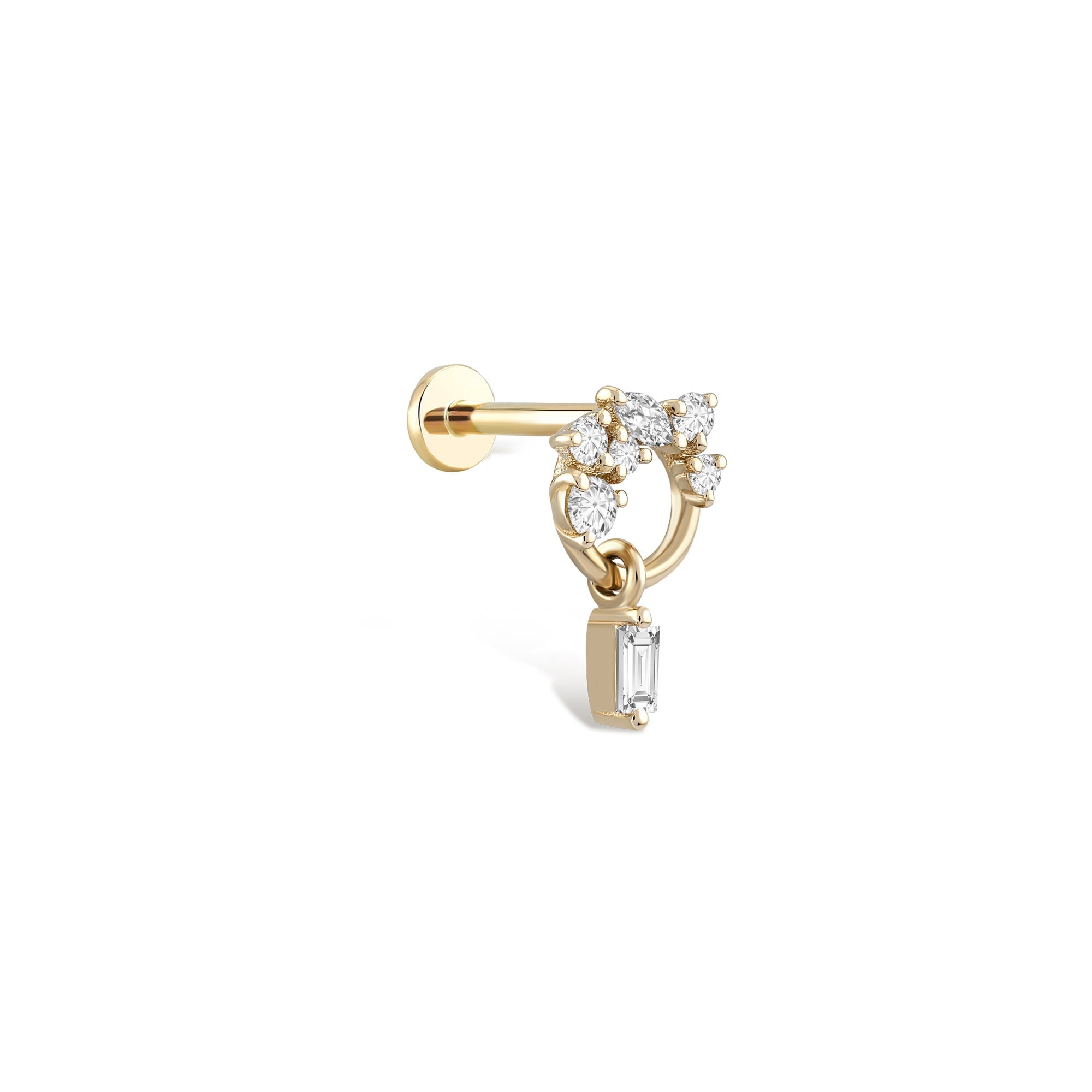 Baguette Dangle Queen Diamond Piercing