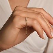 Cherry Taşlı Bar Ayarlanabilir Zincirli Altın Yüzük