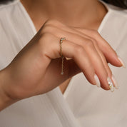 Cherry Taşlı Queen Ayarlanabilir Zincirli Altın Yüzük