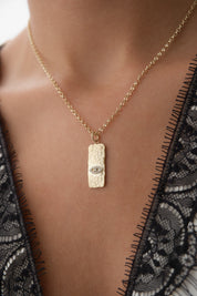 14 Ayar Dikdörtgen Plaka Altın Kolye 3