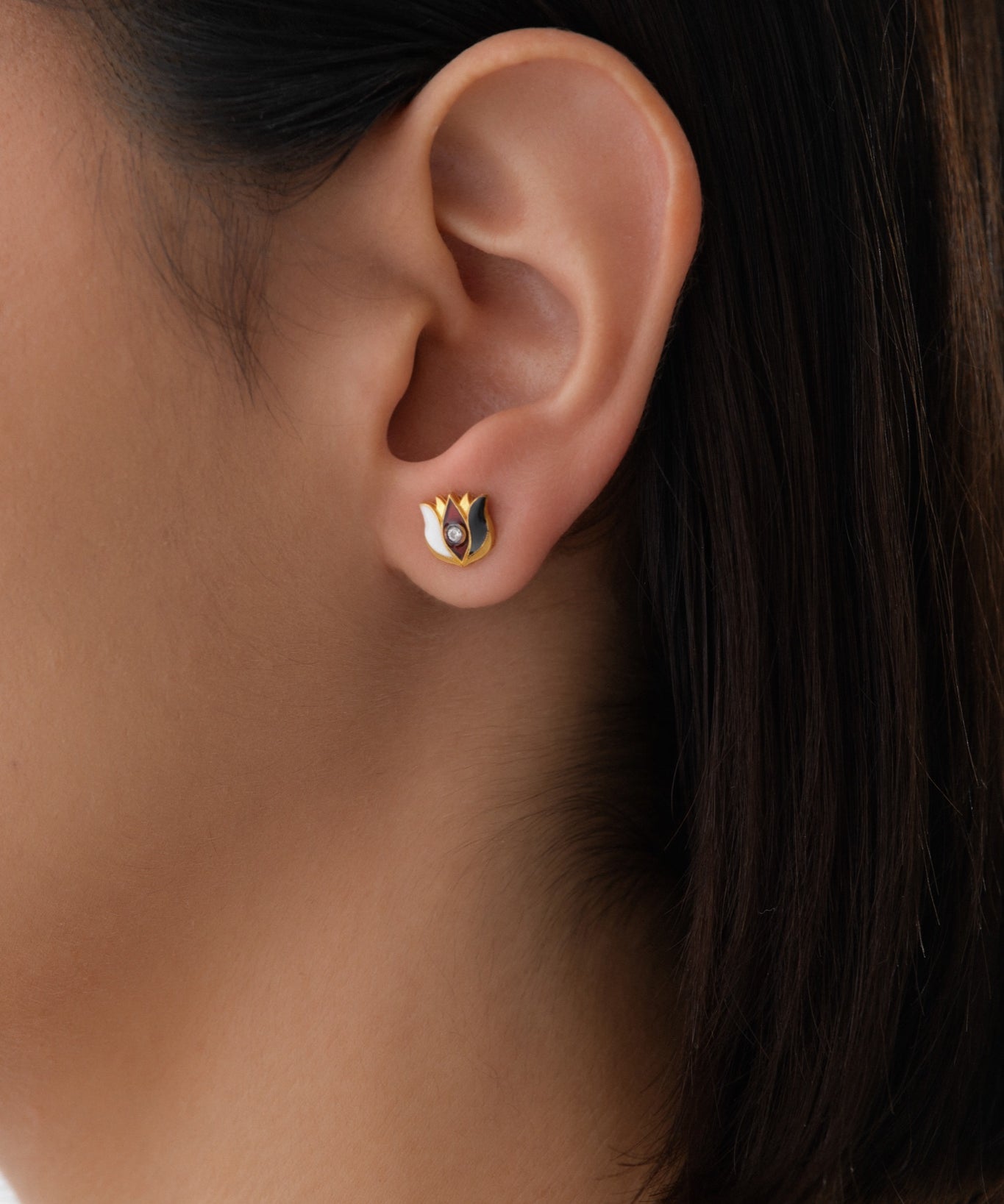 14 Ayar Mineli Lale Altın Küpe 2