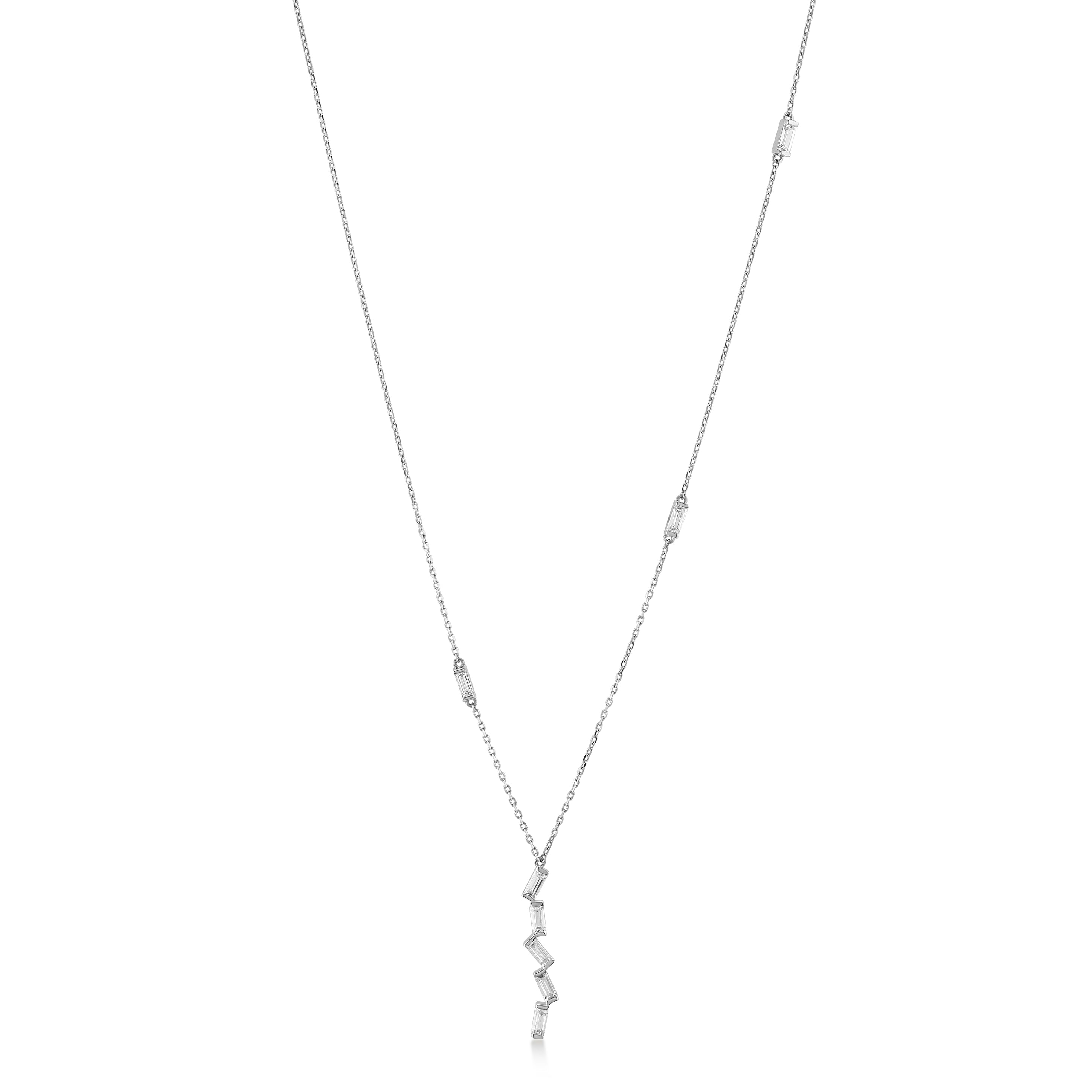 Bagetto Zigzag Taşlı Altın Kolye