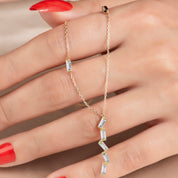 Bagetto Zigzag Taşlı Altın Kolye