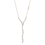 Bagetto Zigzag Sallantılı Taşlı Altın Kolye