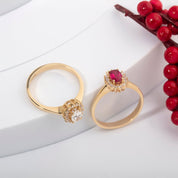 14 Ayar Altın Ladies Fantezi Oval Yüzük