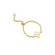 Cherry Mineli Çiçek Ayarlanabilir Zincirli Altın Yüzük (Çift Taraflı Kullanım)