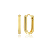 14 Ayar Altın Oval Charm Küpe