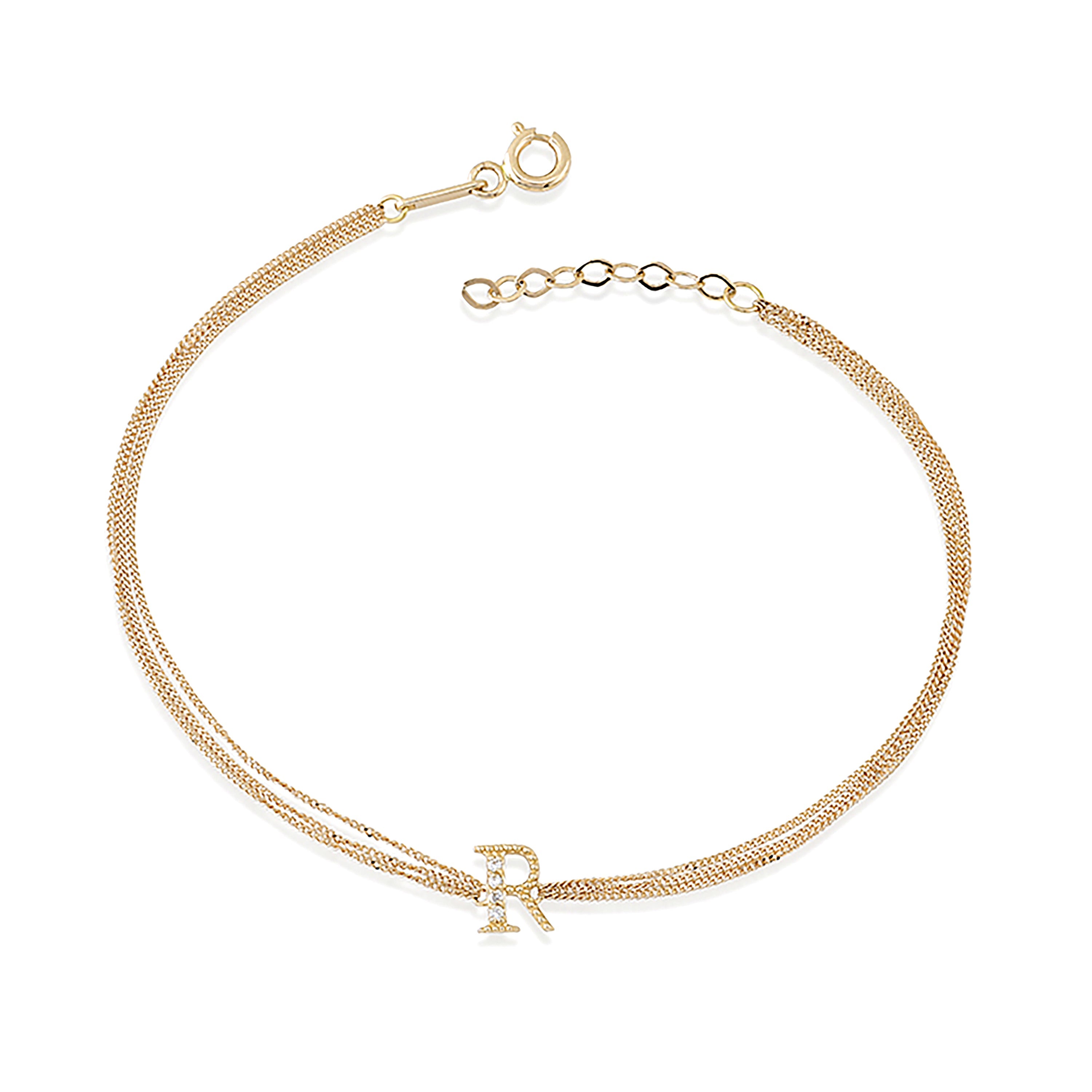 Letters Vintage Pırlanta Harf Bileklik