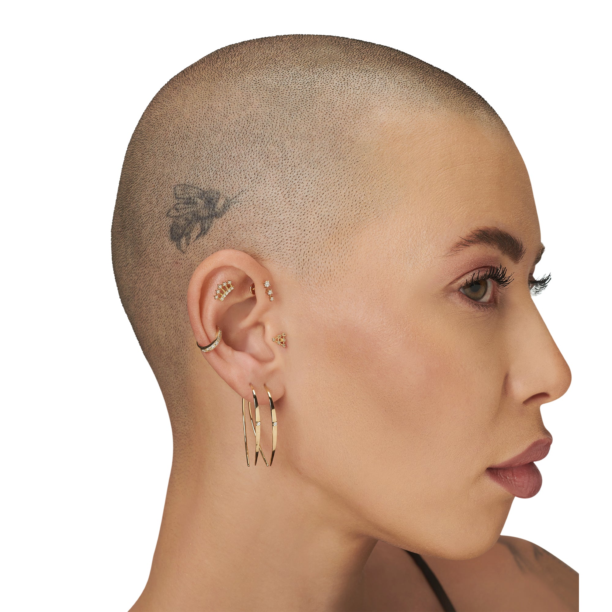 3 Taş Arc Pırlanta Piercing