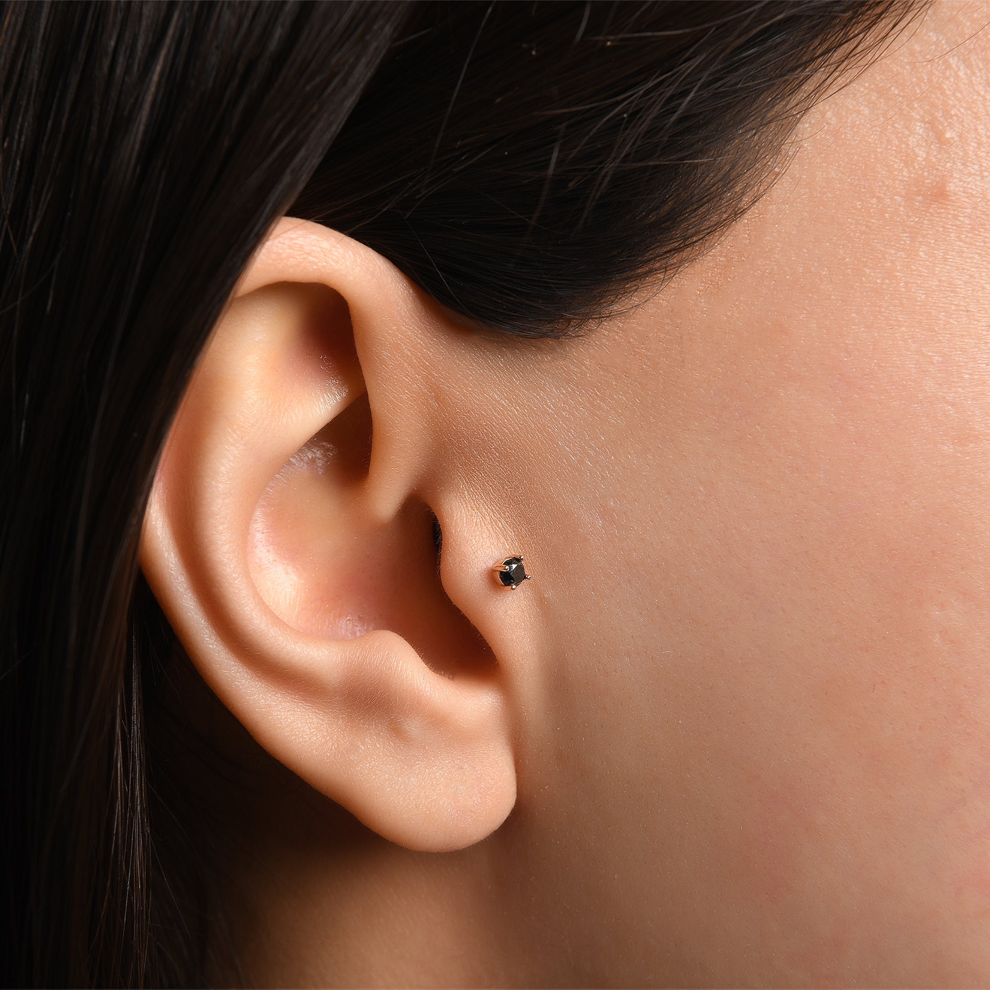 Mistero Nokta Tek Taş Siyah Pırlanta Piercing