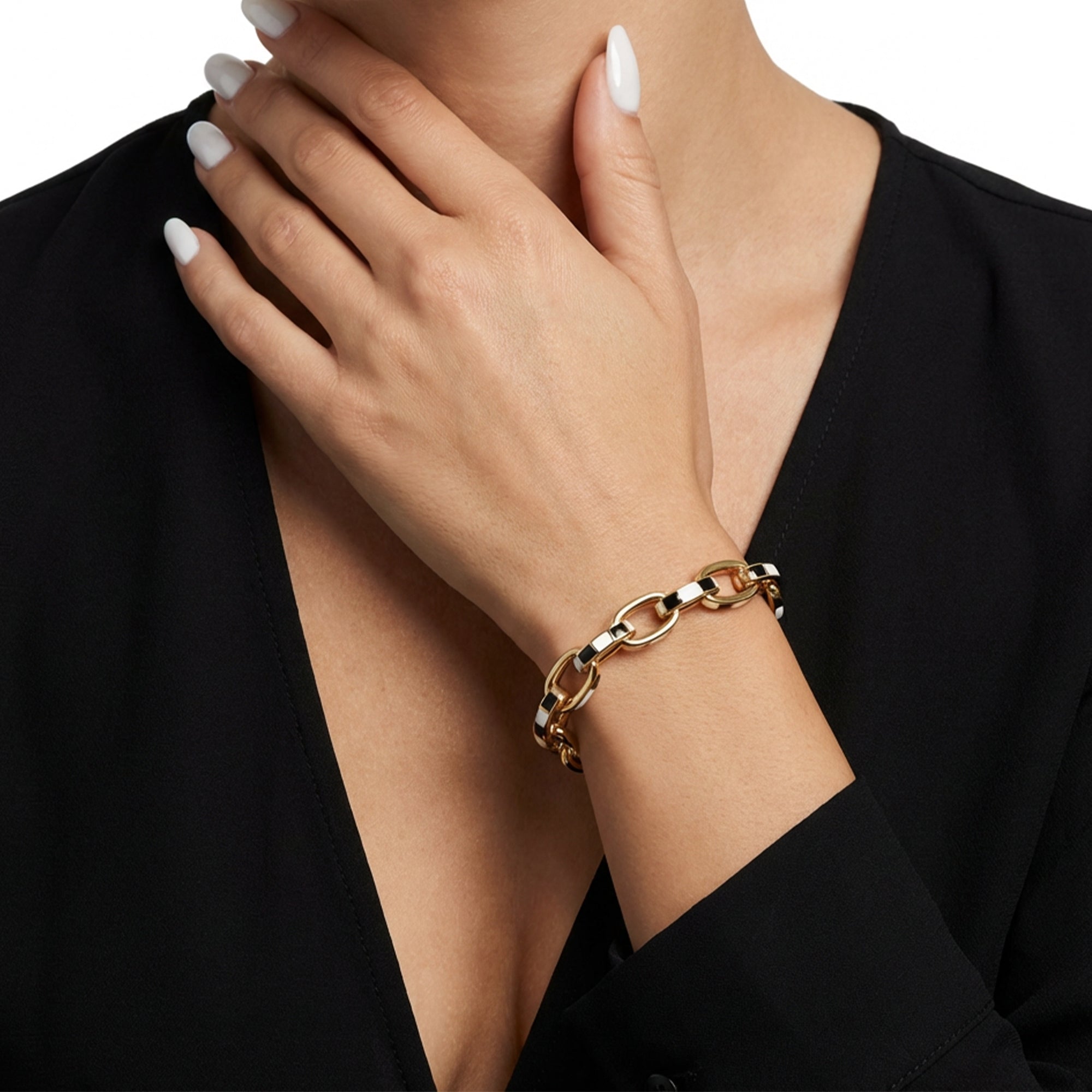 Sorento Zincir Yarısı Mineli Altın Bileklik