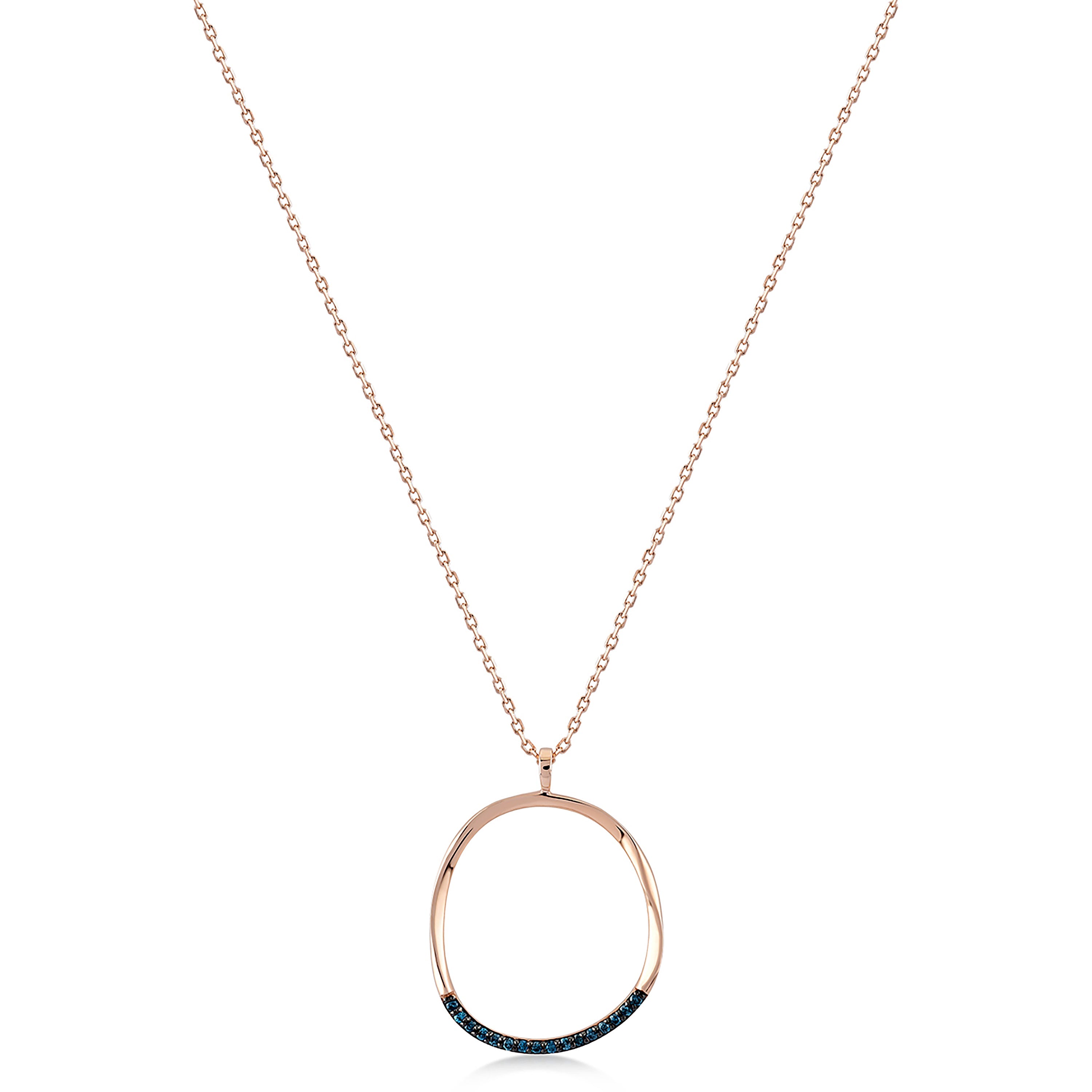 Azzuro Mavi Pırlanta Hoop Kolye