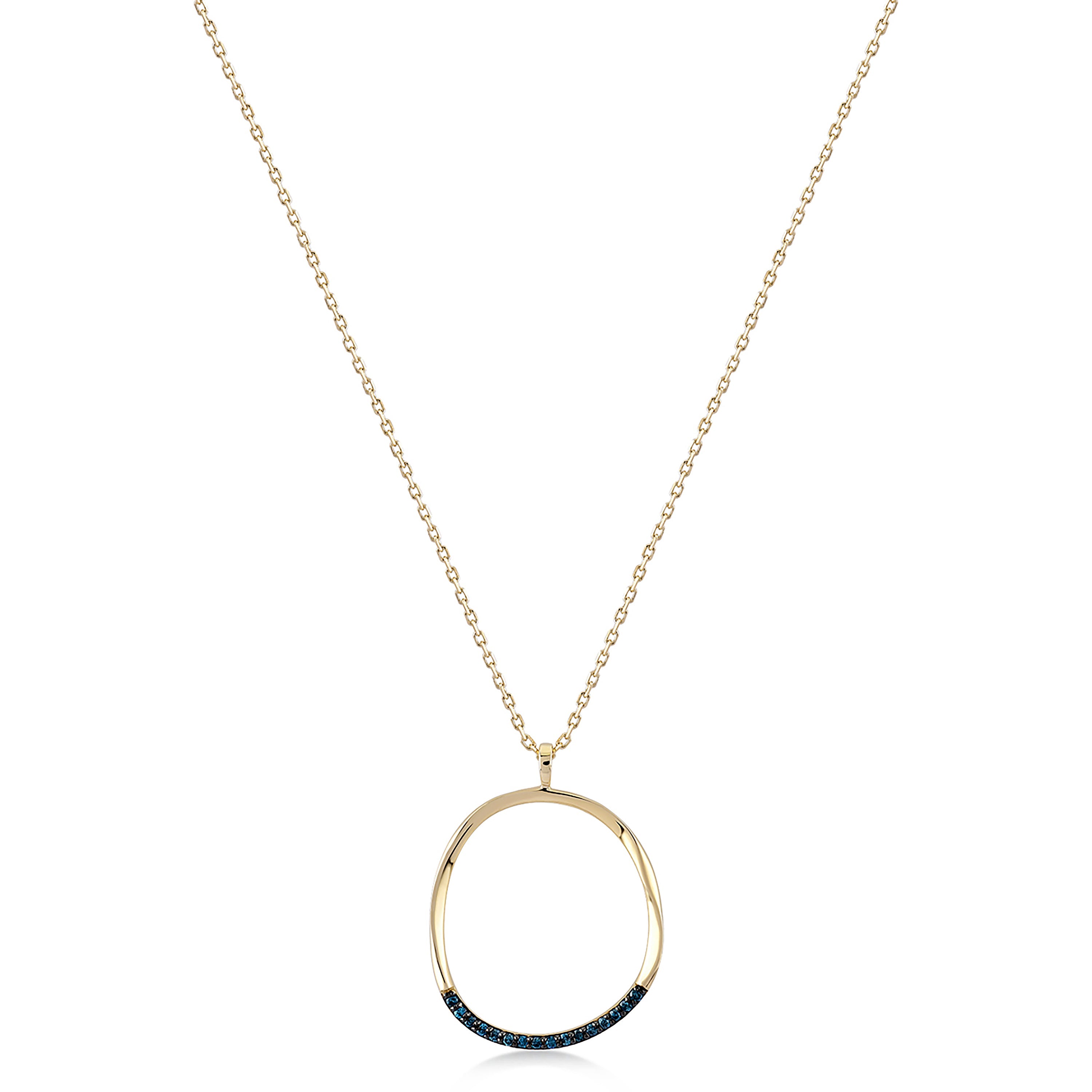 Azzuro Mavi Pırlanta Hoop Kolye