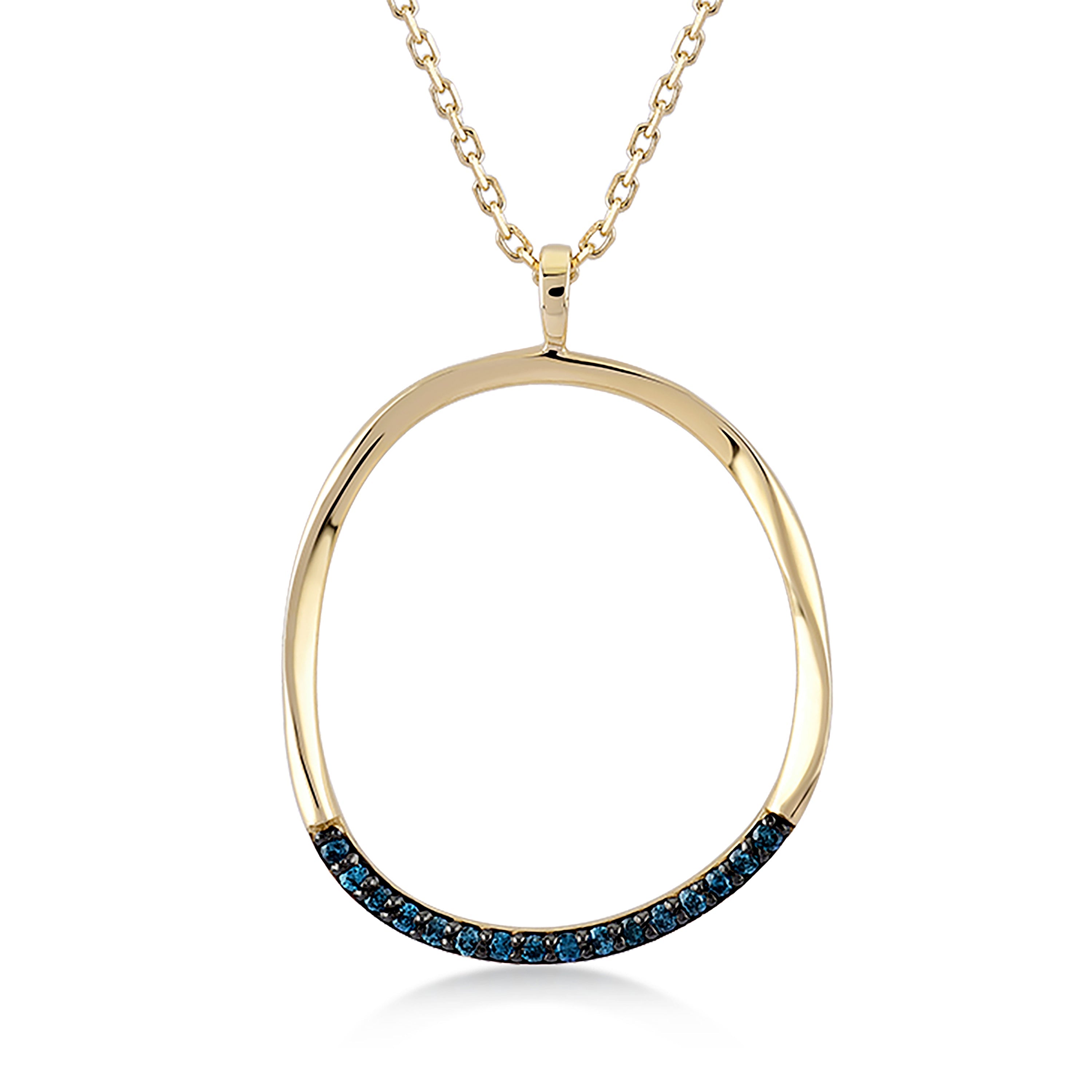 Azzuro Mavi Pırlanta Hoop Kolye