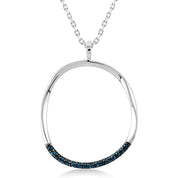 Azzuro Mavi Pırlanta Hoop Kolye
