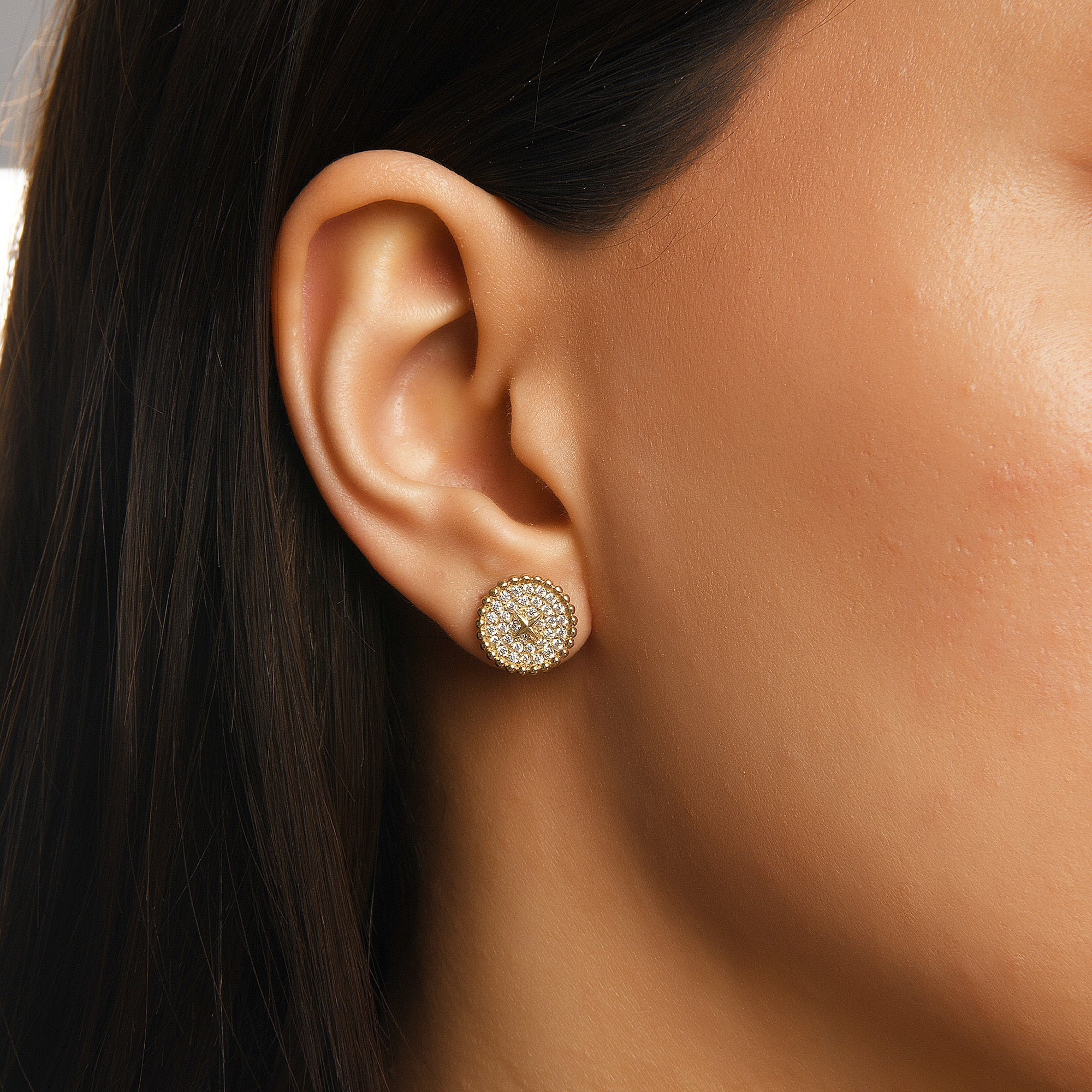 Çakra Taşlı Altın Küpe