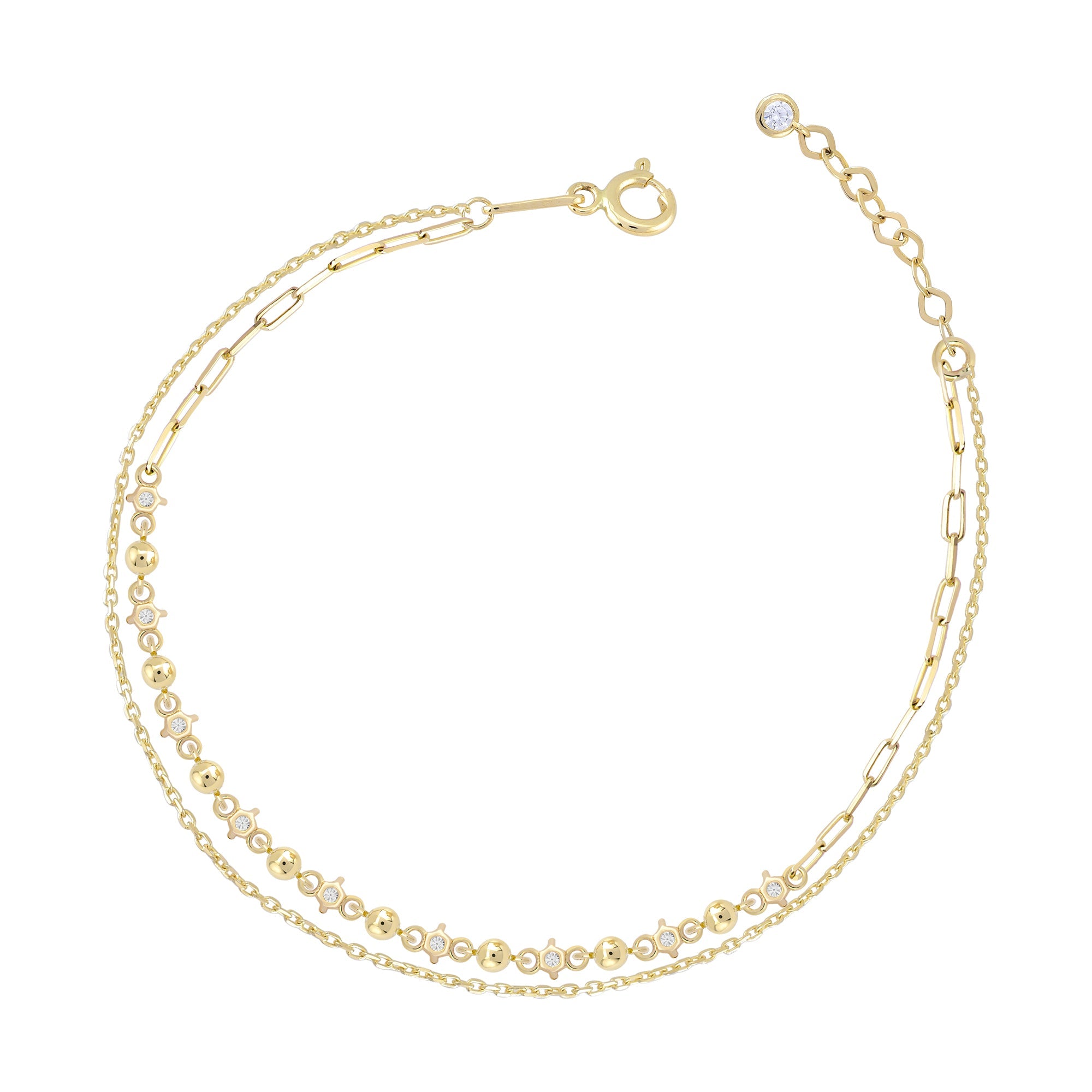 3 ü 1 Arada Zincir Çeşidi Taşlı Altın Bileklik