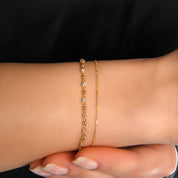 3 ü 1 Arada Zincir Çeşidi Taşlı Altın Bileklik