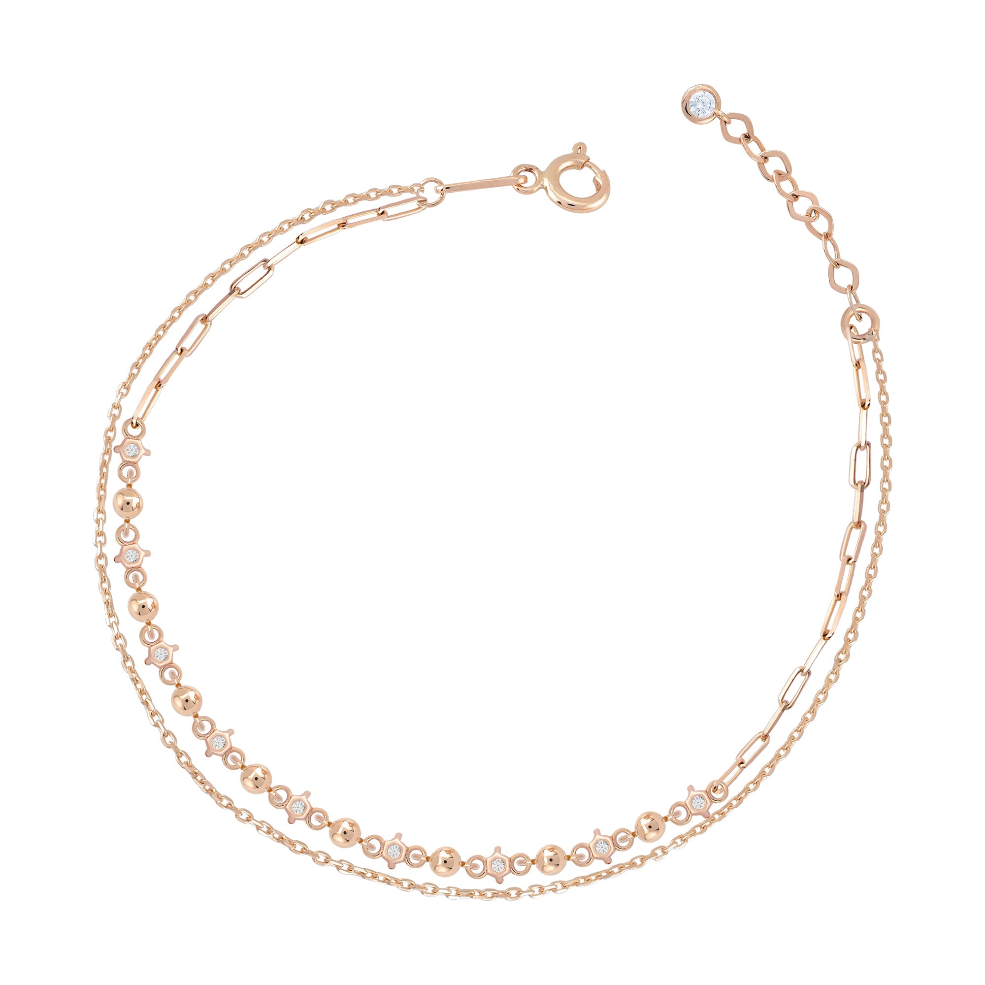 3 ü 1 Arada Zincir Çeşidi Taşlı Altın Bileklik