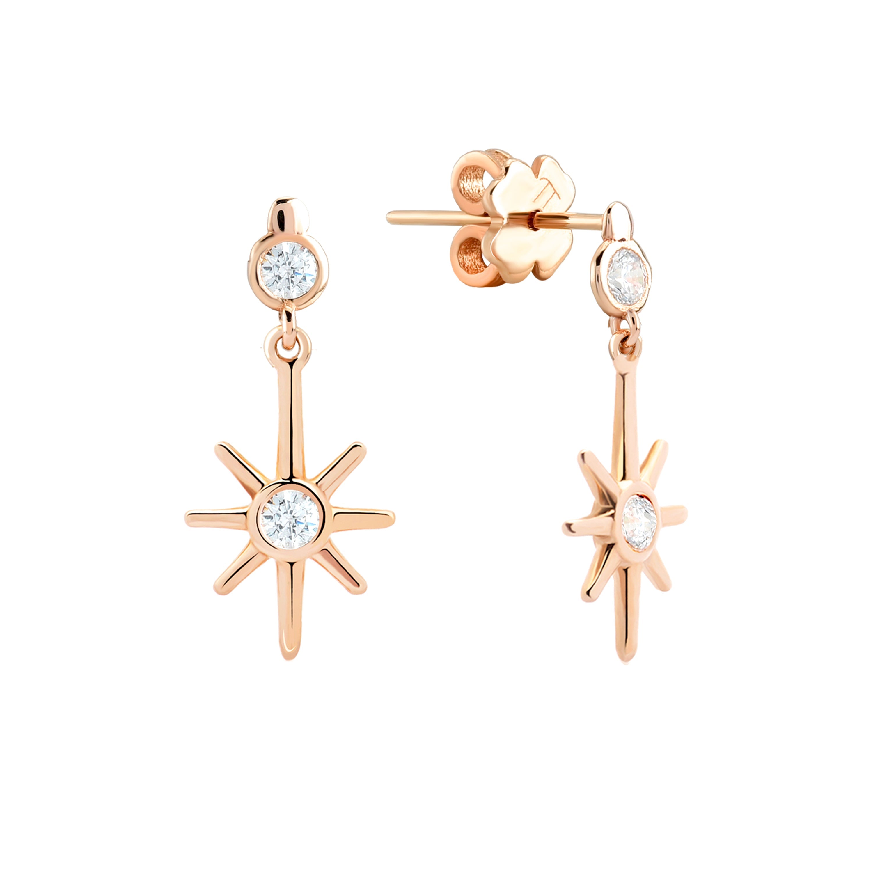 Cabaret Taşlı Kutup Yıldızı Tek Altın Küpe