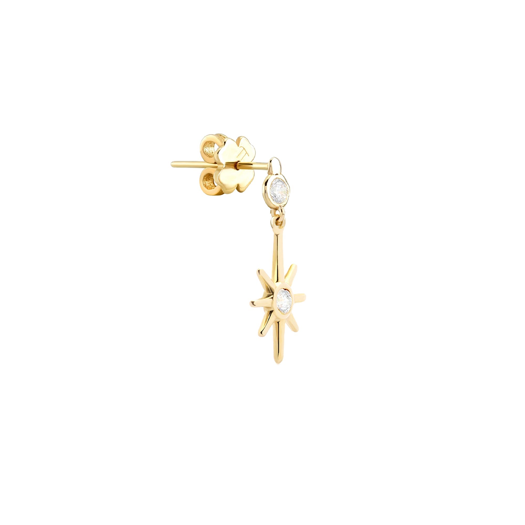 Cabaret Taşlı Kutup Yıldızı Tek Altın Küpe