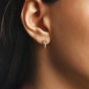 Sıralı Beş Taşlı Altın Halka Küpe