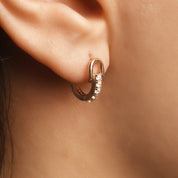 Sıralı Beş Taşlı Altın Halka Küpe