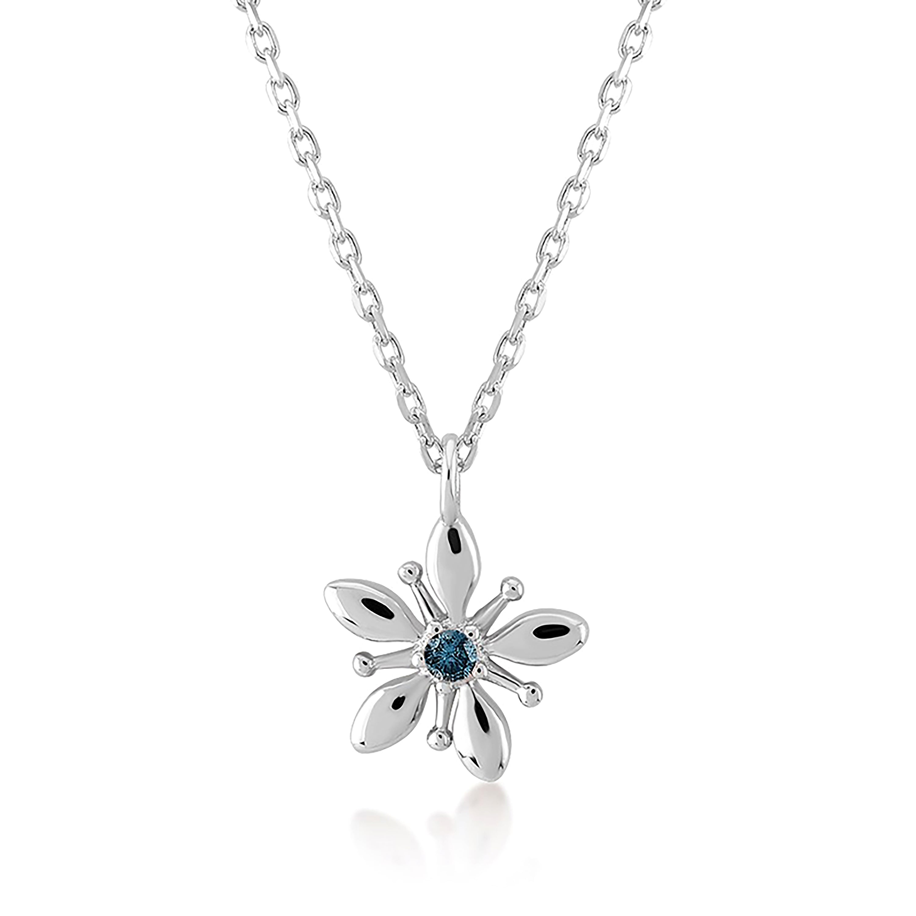 Azzuro Mavi Pırlanta Zambak Kolye