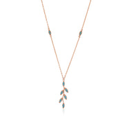 Dikey Defne Yaprağı Taşlı Altın Kolye